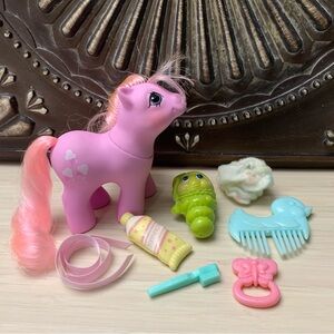 Vintage My Little Pony Lickety Split with Accessories Glow Worm, toothpaste etc